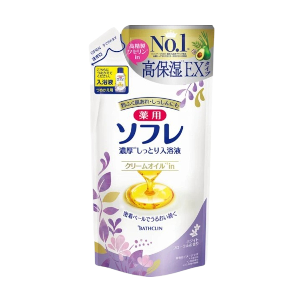 BATHCLIN - Medicated Souffle Rich Moist Bath Liquid Refill - 400ml - White Floral 57698
