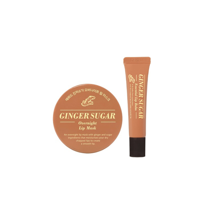 ETUDE - Ginger Sugar Overnight Lip Mask - 23g (1ea) Set + Ginger Sugar Essential Lip Balm - 15ml (1ea) Set 61270
