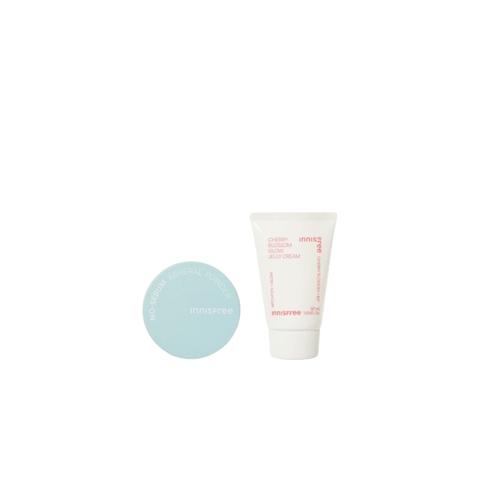 innisfree - No-Sebum Mineral Powder (New Version) - 5g (1ea) + Cherry Blossom Glow Jelly Cream - 50ml (1ea) Set