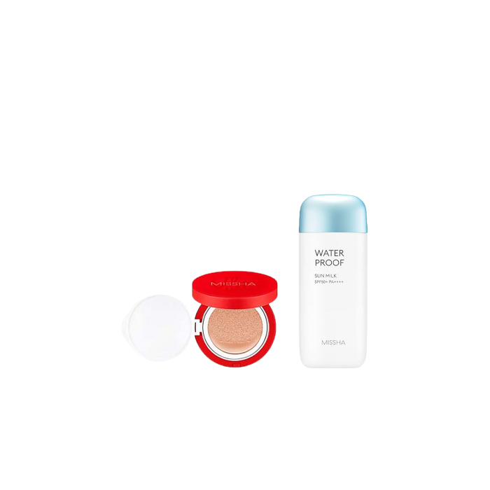 MISSHA - All-Around Safe Block Waterproof Sun Milk SPF 50+/PA++++ - 70ml X MISSHA - Velvet Finish Cushion SPF50+ PA+++ - 15g - 23 61305