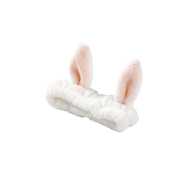 MsBlossom - Face Wash Animal Ribbon Headband - 1pc - White 32941