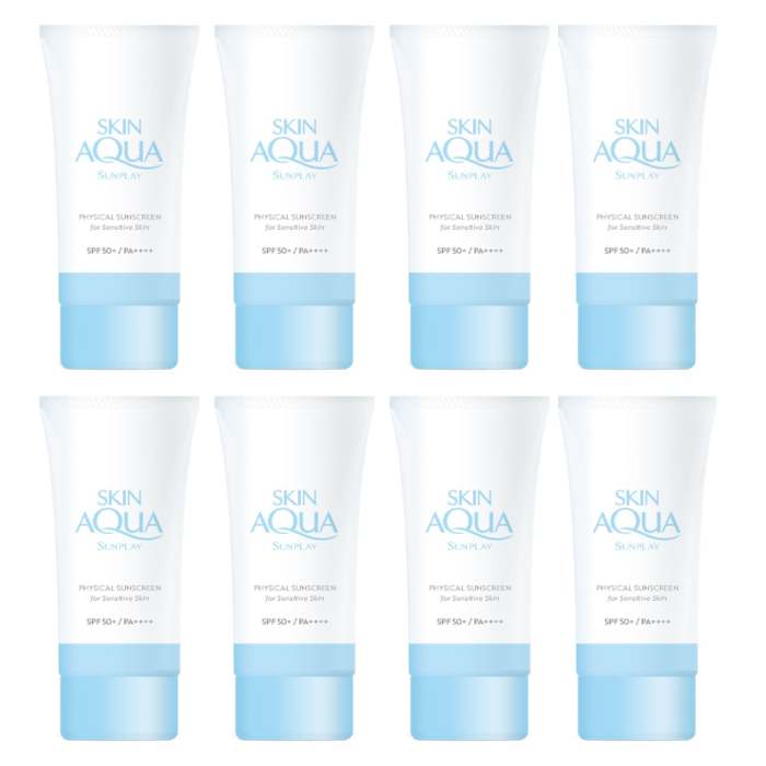 Rohto Mentholatum SunplaySkin Aqua Physical Sunscreen for Sensitive Skin SPF50+ PA++++50ml (8ea) Set 91065