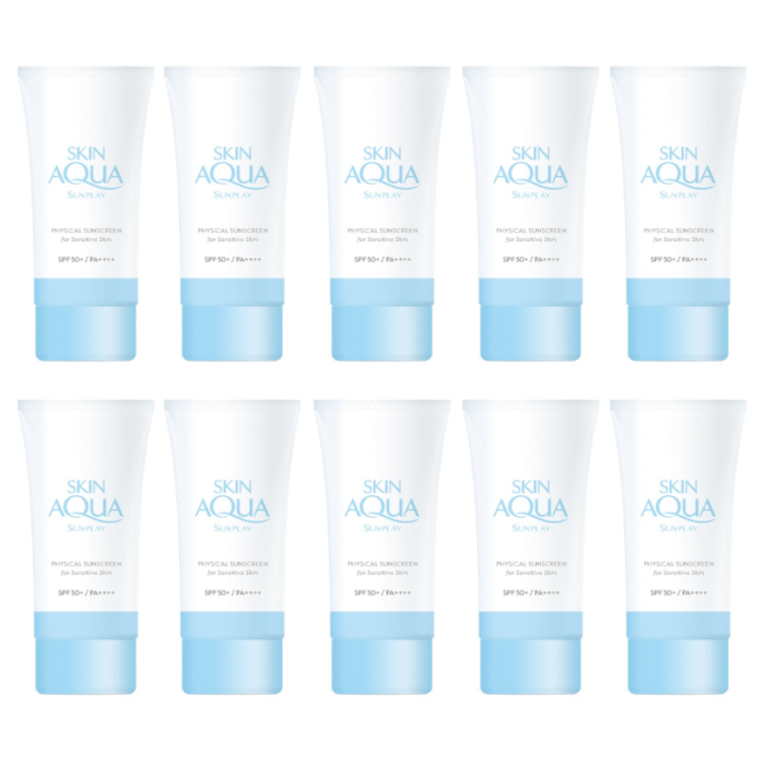Rohto Mentholatum SunplaySkin Aqua Physical Sunscreen for Sensitive Skin SPF50+ PA++++50ml (10ea) Set 91064