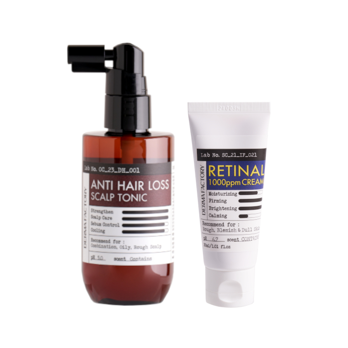 DERMA FACTORY - Anti Hair Loss Scalp Tonic - 100ml (1ea) & Retinal 1000ppm Cream - 30ml (1ea) Set