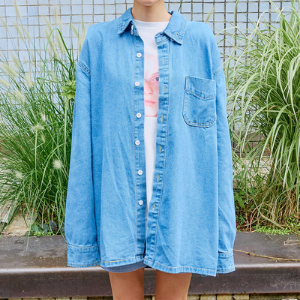Icecream12 - Oversized Plain Denim Shirt