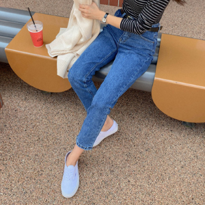 MERONGSHOP - High-Waist Cropped Straight-Cut Pants