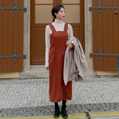 MERONGSHOP - Plain Midi Pinafore Dress