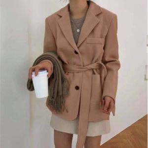  Souland - Single-Breasted Pocketed Plain Blazer 