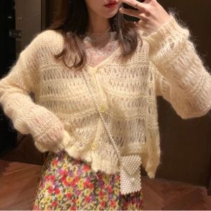  Chi Chi - V-Neck Cropped Knit Cardigan
