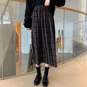  MissLady - Band-Waist Plaid Shirred Skirt