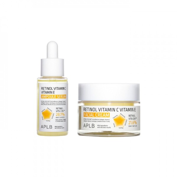 APLB Retinol Vitamin C Vitamin E Ampoule Serum + Facial Cream Set