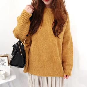  Seoulflash - Round-Neck Plain Knit-Sweater