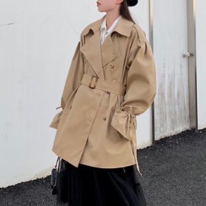  Rosy.B - Tie-Sleeve Trench Coat with Belt - Khaki