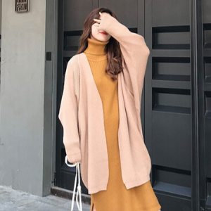  Rosy.B - Long-Sleeve Ribbed Open Cardigan