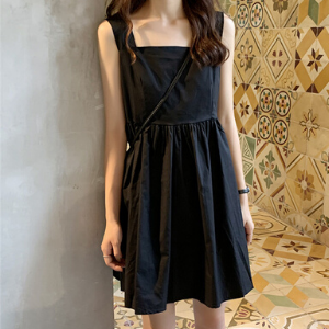  Cherryville - Ruffled Collar Floral Print Pleated Dress