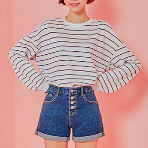  Icecream12 - Round-Neck Striped Pullover