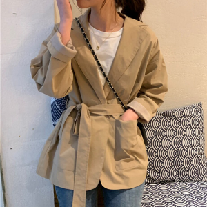  PinkGirl - Plain Single-Breasted Blazer with Sash