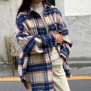  Souland - Blend-Wool Plaid Shirt Jacket 