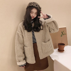  MissLady - Two-Way Round Neck Fleece Jacket