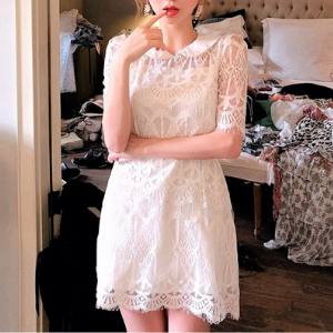  chuu - Peter-Pan Collar Lace Mini dress