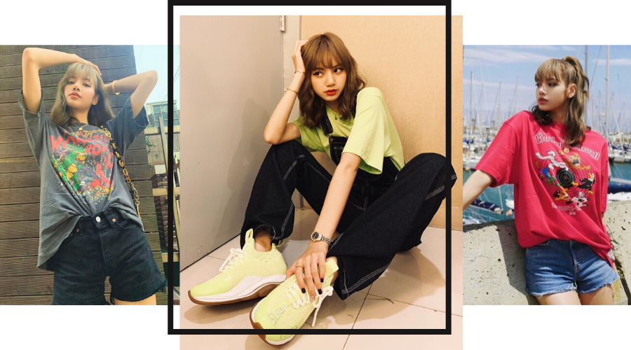 Blackpink Lisa Fashion Style Street Outfits T-shirts