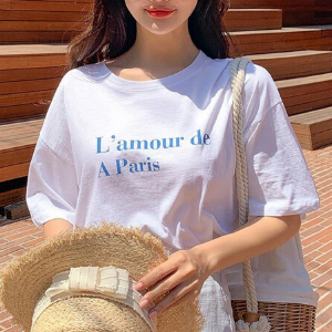  chuu - Short-Sleeve Lettering T-Shirt