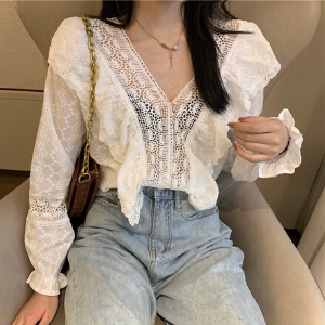  MissLady - Crochet Panel Lace Blouse